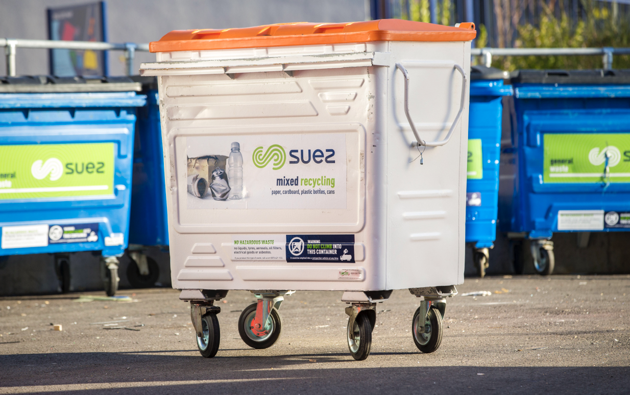 SUEZ Bin with Bin Sticker Applied