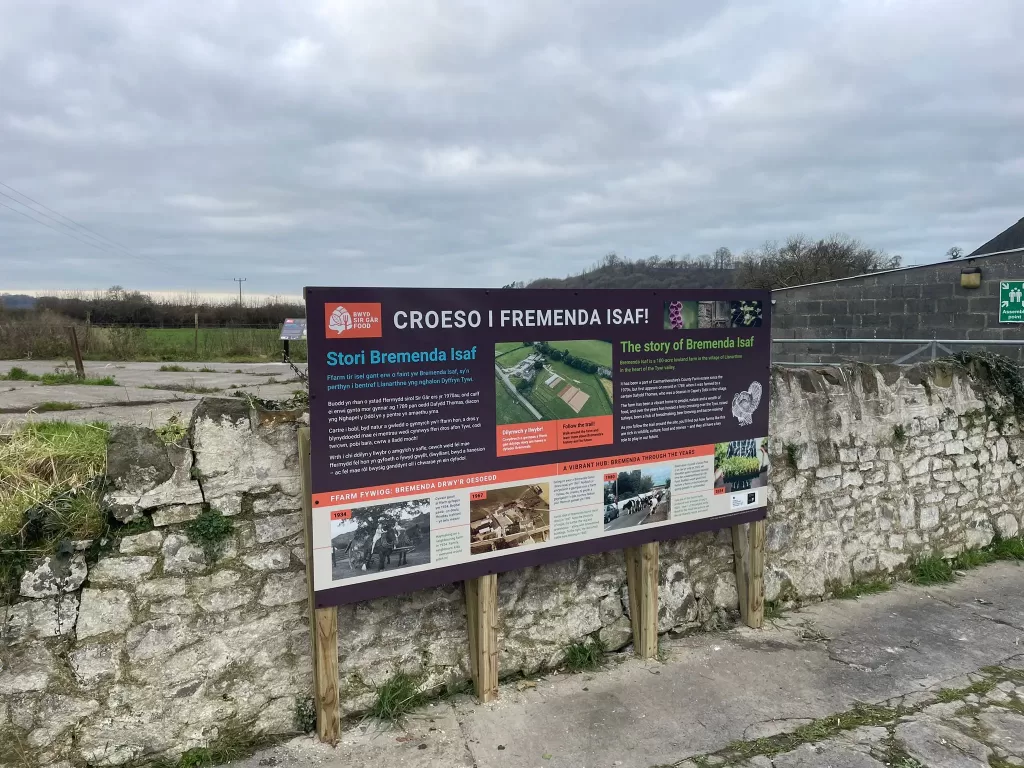 Interpretive Signage for Carmarthenshire Council at Bremenda Isaf post mounted